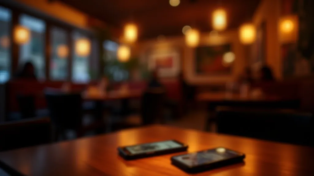 Low light restaurant interior photo demonstrating ISO settings on smartphone camera