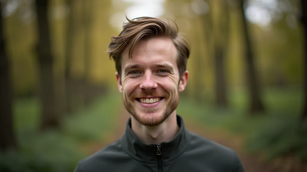 Close-up portrait photo showing layered foreground, subject, and blurred background creating depth