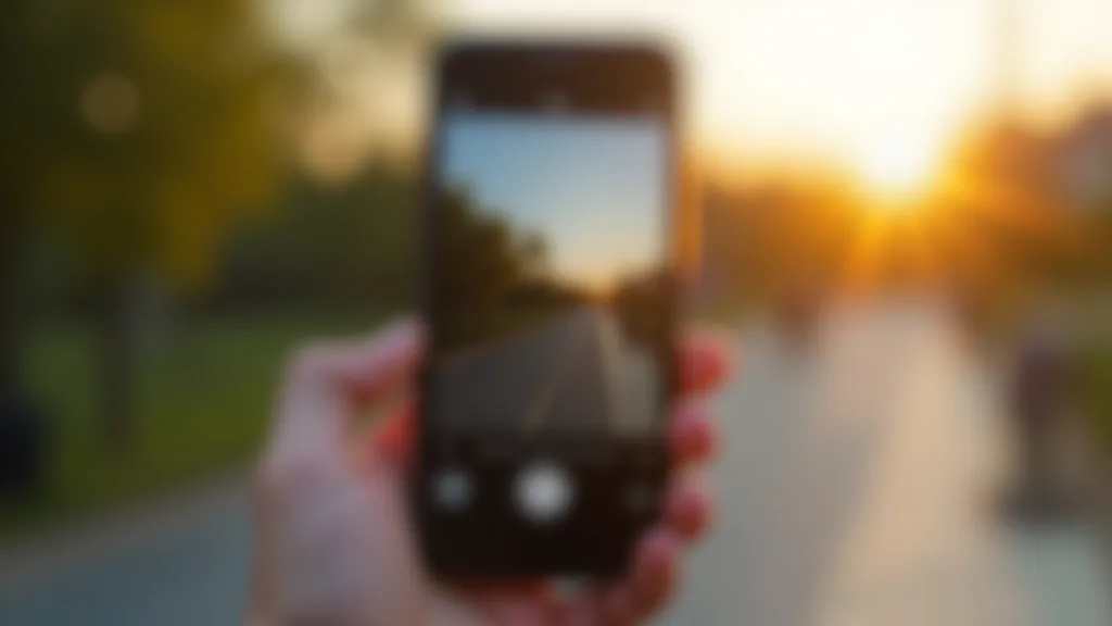 Smartphone screen showing exposure slider control in camera app with bright outdoor scene